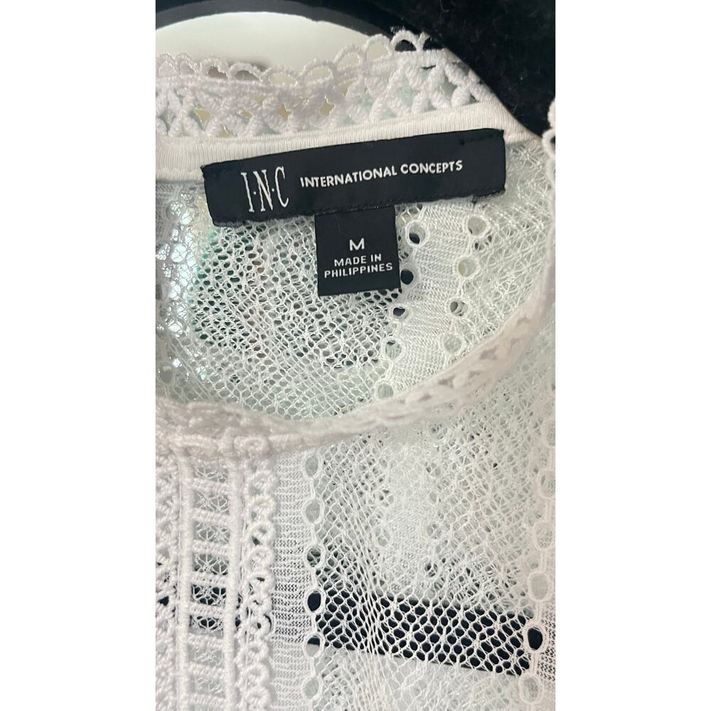 INC International Concepts White Lace Mock Neck Sleeveless Top Medium - Picture 5 of 7